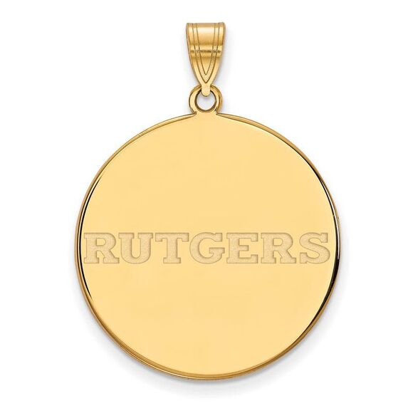 14k Gold Plated Silver Rutgers XL Script Disc Pendant